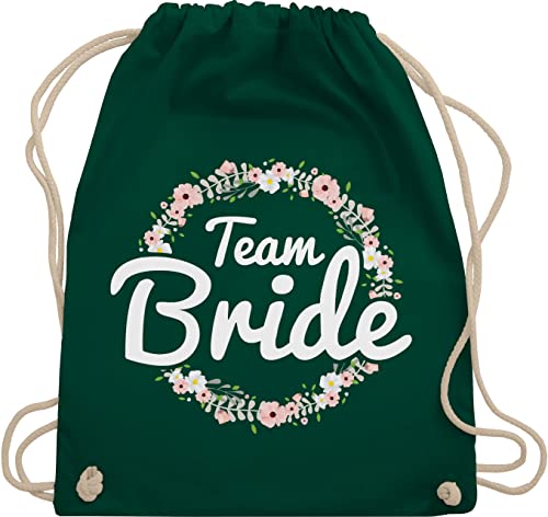 Turnbeutel Rucksack - JGA Junggesellenabschied Frauen - Team Bride Blumenkranz I Bride Crew - Unisize - Dunkelgrün - utensilien junggesellinnenabschied brauttaschen bachelorette party bridemaid von Shirtracer