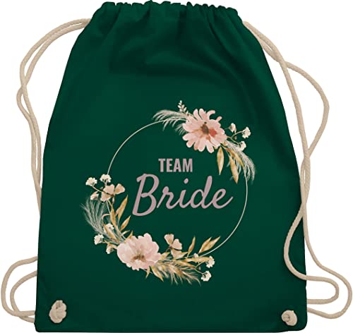 Turnbeutel Rucksack - JGA Junggesellenabschied Frauen - Team Bride Boho Team Braut - Unisize - Dunkelgrün - hen party accessories brauttaschen jungesselnabschied blumen stoffbeutel von Shirtracer