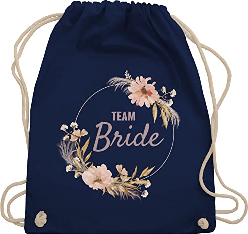 Turnbeutel Rucksack - JGA Junggesellenabschied Frauen - Junggesellinnenabschied Team Bride Boho Blumenkranz Motiv I - Unisize - Navy Blau - hen party accessories brauttaschen jungesselnabschied von Shirtracer