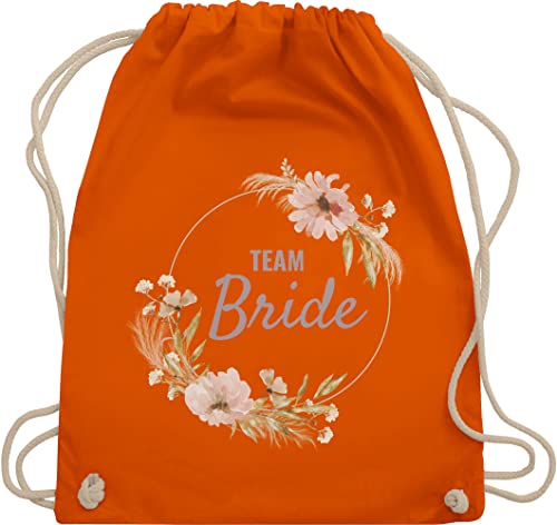 Turnbeutel Rucksack - JGA Junggesellenabschied Frauen - Team Bride Boho Team Braut - Unisize - Orange - sportbeutel groß beutel bachelorette blumenkranz tasche outfit bridal shower von Shirtracer