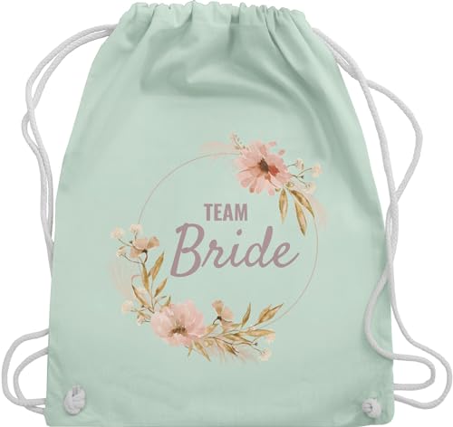 Turnbeutel Rucksack - JGA Junggesellenabschied Frauen - Team Bride Boho Team Braut - Unisize - Pastell Grün - hen party accessories brauttaschen jungesselnabschied blumen stoffbeutel von Shirtracer