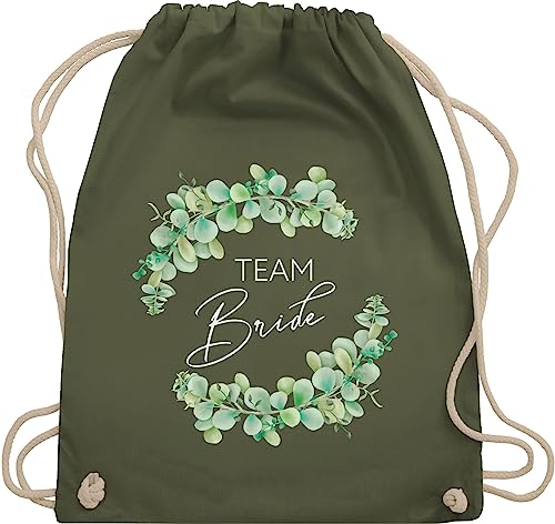 Turnbeutel Rucksack - JGA Junggesellenabschied Frauen - Team Bride - Eukalyptus Team Braut - Unisize - Olivgrün - tasche brauttaschen bachelorette party bridemaid juterucksäcke damen von Shirtracer