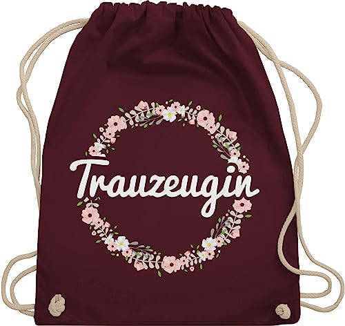 Turnbeutel Rucksack - JGA Junggesellenabschied Frauen - Trauzeugin - Blumenkranz - Unisize - Bordeauxrot - jungegesselenabschied frau beuteltasche brautparty turnbeute jga. tasche braut-party von Shirtracer