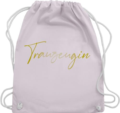 Turnbeutel Rucksack - JGA Junggesellenabschied Frauen - Trauzeugin - Goldeffekt - Unisize - Pastell Rosa - polterer stoffbeutel aus baumwolle brautparty turnsack bachelorette party accessories von Shirtracer