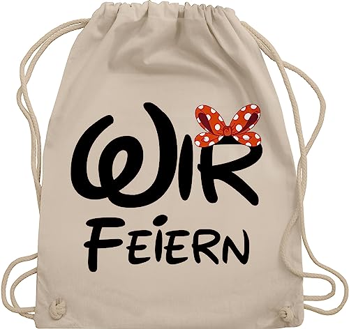 Turnbeutel Rucksack - JGA Junggesellenabschied Frauen - Wir feiern Schleife - Unisize - Naturweiß - team bride beutel brauttaschen bachelorette party crew juterucksack mädelsabend von Shirtracer