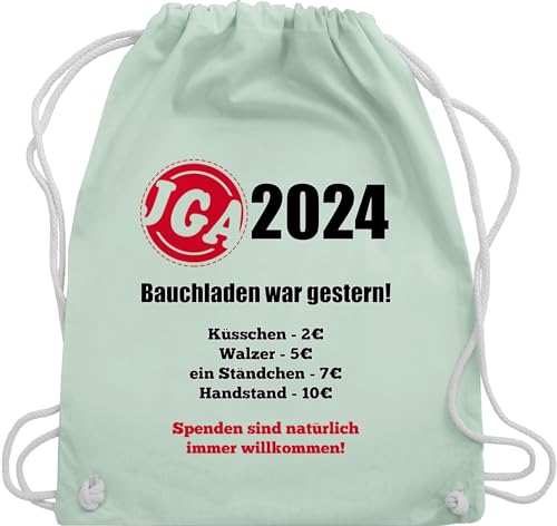 Shirtracer Turnbeutel Rucksack - JGA Junggesellenabschied Männer - Aufgaben der Braut - Bezahlen - Bauchladen war gestern - Unisize - Pastell Grün - sportbeutel stoff gadgets junggesellen taschen von Shirtracer