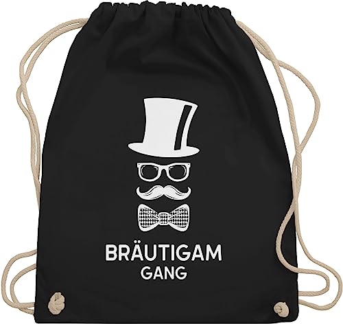 Turnbeutel Rucksack - JGA Junggesellenabschied Männer - Bräutigam Gang Hipster Team Groom - Unisize - Schwarz - polter rucksäcke jungesellenabschied bag kordel beutel outfit jungesselnabschied von Shirtracer
