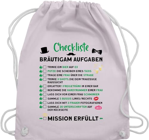 Turnbeutel Rucksack - Junggesellenabschied Männer - Checkliste Bräutigam Aufgaben JGA - Unisize - Pastell Rosa - checklist polter rucksäcke jungesellenabschied polterabend turnsackerl mann outfit von Shirtracer