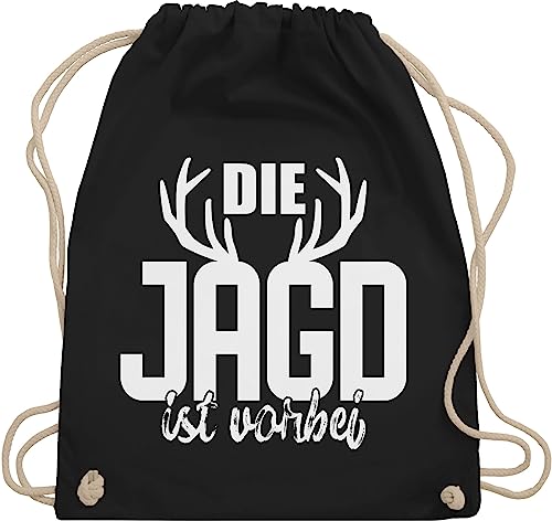 Turnbeutel Rucksack - JGA Junggesellenabschied Männer - Die Jagd ist vorbei - Unisize - Schwarz - polterabend turn beutel jungesellenenabschied sportbeutel junggessellenabschied beuteltasche von Shirtracer