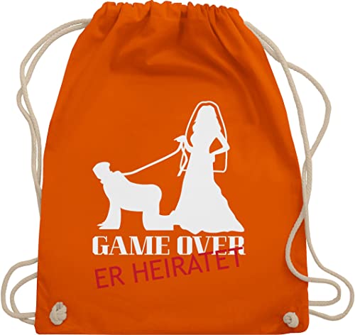 Turnbeutel Rucksack - JGA Junggesellenabschied Männer - Game Over - Er Heiratet - Unisize - Orange - junggessellenabschied stoffrucksack junggeselle turnsackerl junggesselabschied sportrucksack Turnbeutel Rucksack - JGA Junggesellenabschied Männer - Game Over - Er Heiratet - Unisize - Orange - junggessellenabschied stoffrucksack junggeselle turnsackerl junggesselabschied sportrucksack von Shirtracer