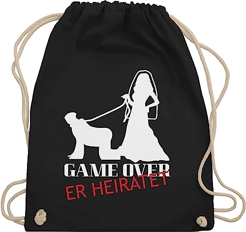 Turnbeutel Rucksack - JGA Junggesellenabschied Männer - Game Over - Er Heiratet - Unisize - Schwarz - polter rucksäcke jungesellenabschied groom beutel outfit jungesselnabschied bräutigam tasche von Shirtracer