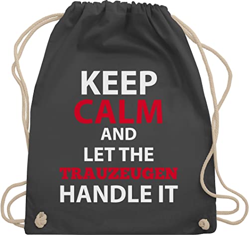 Turnbeutel Rucksack - JGA Junggesellenabschied Männer - Keep Calm Trauzeuge - Unisize - Dunkelgrau - junggesellen sportbeutel polter jungesellenenabschied rucksäcke tasche junggessellenabschied von Shirtracer