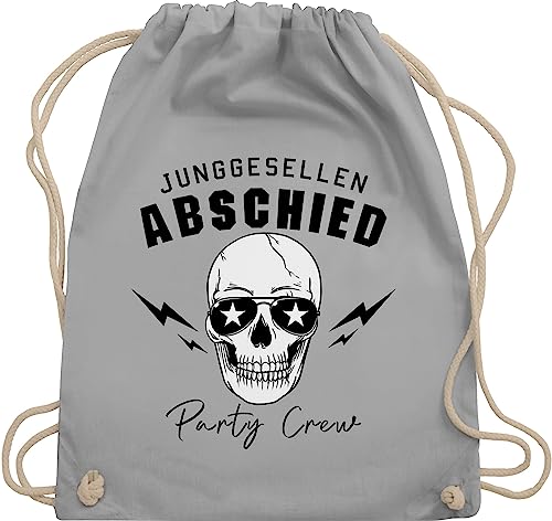 Turnbeutel Rucksack - JGA Junggesellenabschied Männer - Party Crew Totenkopf Team Bräutigam Team Groom - Unisize - Hellgrau - polter rucksäcke jungesellenabschied turnsackerl outfit von Shirtracer