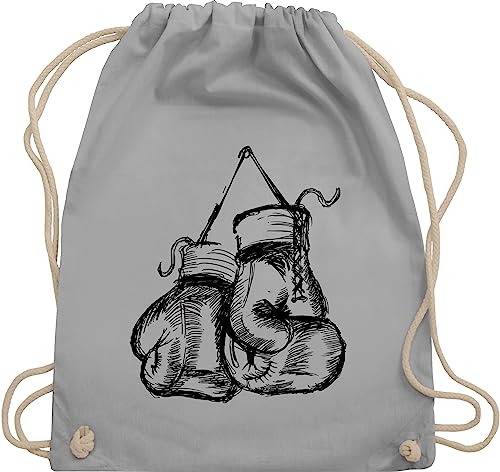 Turnbeutel Rucksack - Kampfsport - Boxhandschuhe - Unisize - Hellgrau - boxen kinderturnbeutel sport boxing umhängebeutel boxer tasche kinder 25. geburtstag boxhandschuh beuteltasche gloves bag von Shirtracer