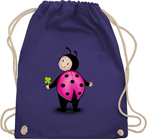 Shirtracer Turnbeutel Rucksack - Marienkäfer - Kindergarten Fasching Karneval Kinder - Unisize - Lila - wurfmaterial tasche verkleidet sportbeutel stoffbeutel kamellebeutel carnival stoffturnbeutel von Shirtracer