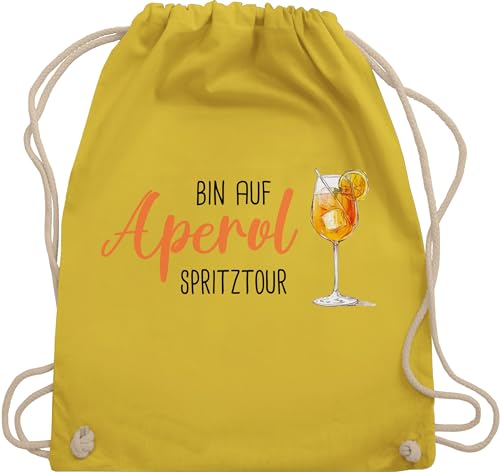 Turnbeutel Rucksack - Karneval & Fasching - Taschen - Bin auf Aperol Spritztour I JGA I Mädelsabend I Spritz Tour - Unisize - Gelb - malle beutel karnevalsbeutel faschings glas stoffrucksack von Shirtracer