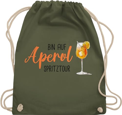 Turnbeutel Rucksack - Karneval & Fasching - Taschen - Bin auf Aperol Spritztour JGA Mädelsabend Spritz Tour - Unisize - Olivgrün - strassenkarneval straßenkarneval lustiges faschingskost von Shirtracer