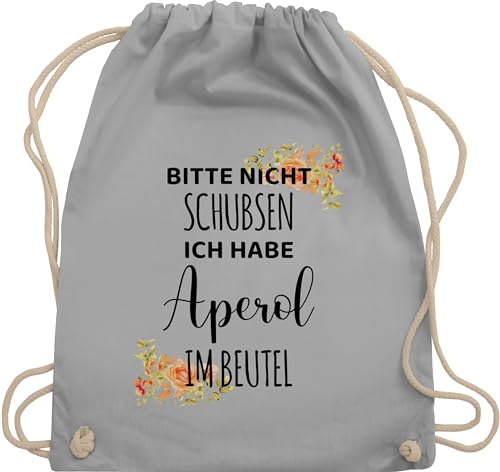 Turnbeutel Rucksack - Karneval & Fasching - Taschen - Bitte nicht schubsen ich habe Aperol im Beutel I Aperol Spritz Frauen Geschenk Mädelsabend - Unisize - Hellgrau - tasche wurfbeutel karmeval von Shirtracer