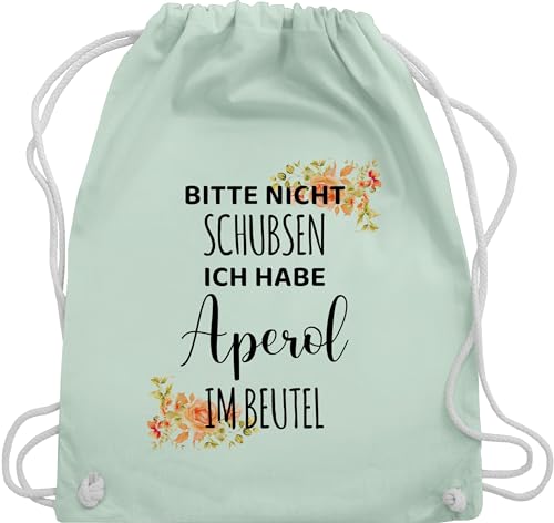 Turnbeutel Rucksack - Karneval & Fasching - Taschen - Bitte nicht schubsen ich habe Aperol im Beutel I Aperol Spritz Frauen Geschenk Mädelsabend - Unisize - Pastell Grün - hab karnevalsbeutel von Shirtracer