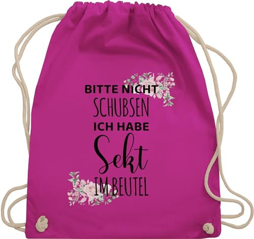 Turnbeutel Rucksack - Karneval & Fasching Taschen - Bitte nicht schubsen ich habe Sekt im Beutel - Frauen Geschenk Mädelsabend - Unisize - Fuchsia - karnevalsbeutel faschings tasche karnevalstasche von Shirtracer