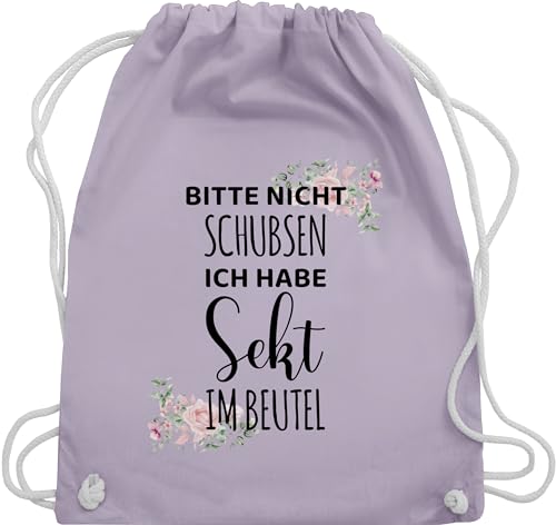 Shirtracer Turnbeutel Rucksack - Karneval & Fasching Taschen - Bitte nicht schubsen ich habe Sekt im Beutel - Frauen Geschenk Mädelsabend - Unisize - Pastell Lila - karnevalsbeutel faschings tasche von Shirtracer