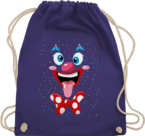 Turnbeutel Rucksack - & - Taschen - Clown Gesicht Kostüm Karneval Clownkostüm Lustig Fasching - Unisize - Lila - karnewal stoffbeutel karnevalstasche verkleidungen tasche beutel wurfmaterial von Shirtracer