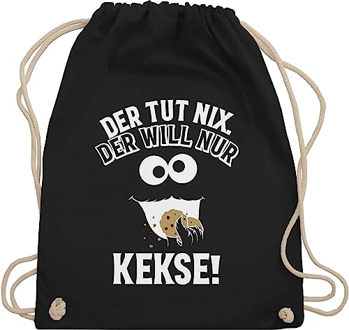 Turnbeutel Rucksack - Karneval & Fasching - Taschen - Der tut nix Der will nur Kekse I Krümelmonster I Cookie Monster I Keksmonster - Unisize - Schwarz - cookies bag karnevalsbeutel faschings keks von Shirtracer