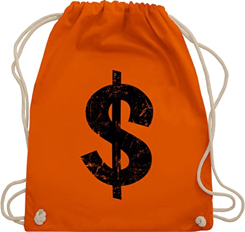 Turnbeutel Rucksack - Karneval & Fasching - Taschen - Geldsack Dollarzeichen I Dollar Zeichen I Dollar I Sack voll Geld - Unisize - Orange - karnevalsbeutel faschings money beutel karnevalstasche von Shirtracer