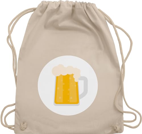 Shirtracer Turnbeutel Rucksack - Karneval & Fasching - Taschen - Glücksbär Bier Motiv Beer Piwo Pils Geschenk - Unisize - Naturweiß - kamelle beutel fassenacht tasche karnevals wurfbeutel fastnacht von Shirtracer