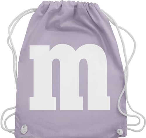 Shirtracer Turnbeutel Rucksack - Karneval Fasching Taschen - Gruppen M und M Aufdruck - M&M Kostüm Gruppe MundM & M MM - Unisize - Pastell Lila - für wurfmaterial fasent bag wurfbeutel verkleidet von Shirtracer