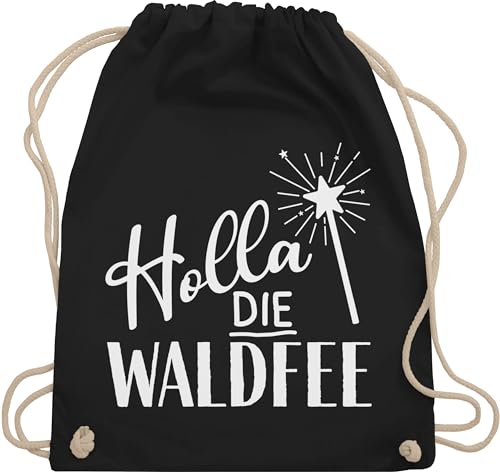 Turnbeutel Rucksack - Karneval & Fasching - Taschen - Holla die Waldfee | Waldfee Kostüm - Unisize - Schwarz - karnevalsbeutel faschings fee beuteltasche karnevalstasche karnevals feen tasche von Shirtracer