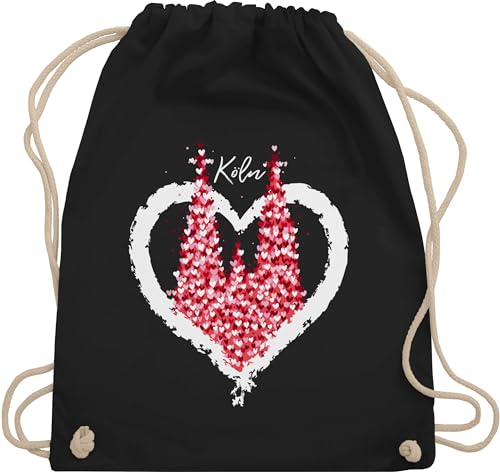 Shirtracer Turnbeutel Rucksack - & Fasching - Taschen - Kölner Dom Köln Rot Weiss Karneval I - Unisize - Schwarz - karnevalsbeutel faschings un stoffturnbeutel karnevalstasche karnevals rut tasche von Shirtracer