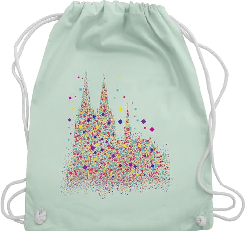 Turnbeutel Rucksack - Karneval & Fasching - Taschen - Kölner Dom Konfetti - Unisize - Pastell Grün - koelner stoffbeutel kordelzug beutel wurfmaterial karnelval motiv rucksäcke tasche rosenmontag von Shirtracer