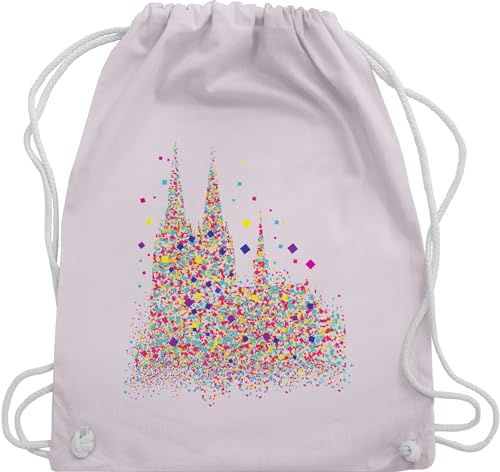 Shirtracer Turnbeutel Rucksack - Karneval & Fasching - Taschen - Kölner Dom Konfetti - Unisize - Pastell Rosa - köln sportbeutel stoff beutel für wurfmaterial fasnacht kölsche 2023 baumwollrucksack von Shirtracer