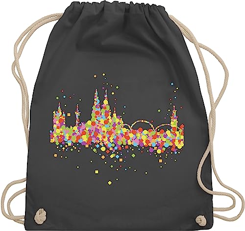 Turnbeutel Rucksack - Karneval & Fasching - Taschen - Konfetti Skyline Köln I Kölle I Kölner Dom Konfetti - Unisize - Dunkelgrau - m karnevalsbeutel faschings koeln rucksäcke karnevalstasche von Shirtracer