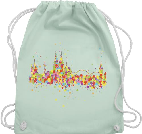 Turnbeutel Rucksack - Karneval & Fasching - Taschen - Konfetti Skyline Köln - Unisize - Pastell Grün - beutel wurfmaterial faschings- stoff für fasnacht baumwoll wurfbeutel carneval baumwolle von Shirtracer