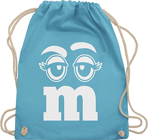 Turnbeutel Rucksack - & Fasching - Taschen - M und M Augen Karneval I Fastnacht I Fasnacht I Fasnet - Unisize - Hellblau - gym bag festival karnevalsbeutel faschings mm juterucksäcke festivaltasche von Shirtracer