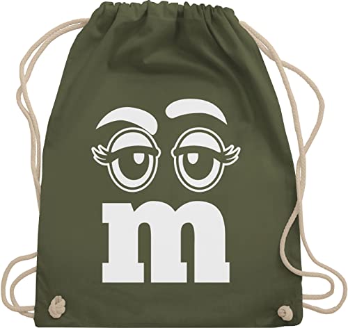 Turnbeutel Rucksack - Karneval & Fasching - Taschen - M und M Augen - Unisize - Olivgrün - fasnacht kordel für und. karneval+fasching partner lustiges festivaltasche wurftaschen fasnachts mms von Shirtracer