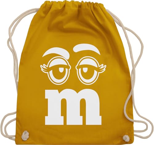 Turnbeutel Rucksack - & Fasching - Taschen - M und M Augen Karneval I Fastnacht I Fasnacht I Fasnet - Unisize - Senfgelb - gym bag festival karnevalsbeutel faschings mm juterucksäcke festivaltasche von Shirtracer