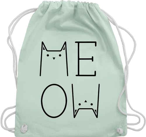 Turnbeutel Rucksack - Katzenbesitzer Geschenk Katze - MEOW schwarz - Unisize - Pastell Grün - katzenliebhaber turnen beutel katzen liebhaber stofftasche katzenspruch tasche cats sporttasche von Shirtracer