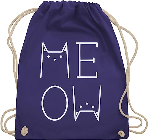 Turnbeutel Rucksack - Katzenbesitzer Geschenk Katze - MEOW weiß - Unisize - Lila - stofftasche baumwolle katzen liebhaber sportbeutel katzenaufdruck baumwollrucksack katzenmotiven baumwollbeutel von Shirtracer