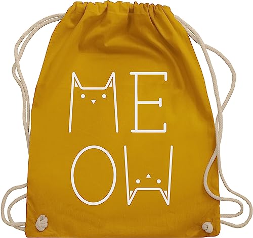 Shirtracer Turnbeutel Rucksack - Katzenbesitzer Geschenk Katze - MEOW weiß - Unisize - Senfgelb - beutel katzenfan backpack sprüche katzen stoffrucksack katzenspruch bag katzenmotive rucksäcke von Shirtracer