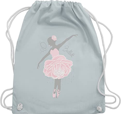 Turnbeutel Rucksack - Kinder Sport Kleidung - Ballerina - grau/rosa - Unisize - Pastell Blau - tanzen kinderturnbeutel tanz geschenk turn beutel tänzer tasche dance geschenke bag sprüche taschen von Shirtracer