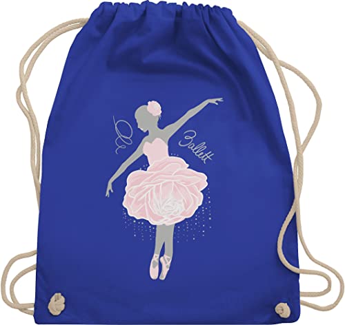 Shirtracer Turnbeutel Rucksack - Kinder Sport Kleidung - Ballerina - grau/rosa - Unisize - Royalblau - tanzen sprüche kinderturnbeutel tanz dance geschenke turnsack tänzer beuteltasche geschenk von Shirtracer