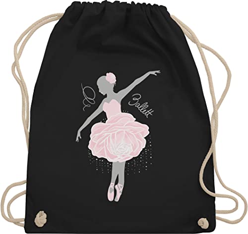 Turnbeutel Rucksack - Kinder Sport Kleidung - Ballerina - grau/rosa - Unisize - Schwarz - tanzen geschenk bag sprüche sportbeutel turnsack sporttasche turnsackerl turnen beutel geschenkbeutel von Shirtracer