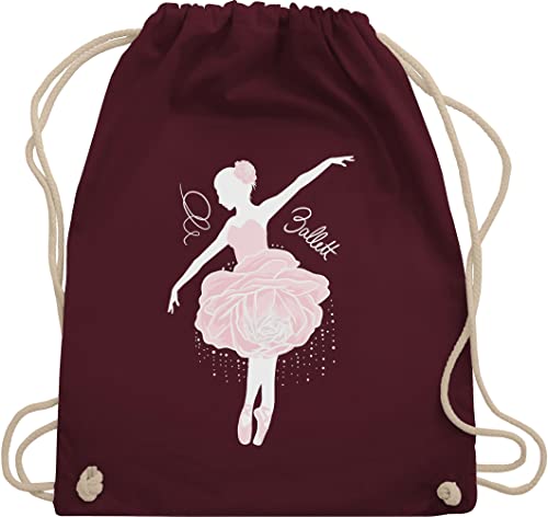 Shirtracer Turnbeutel Rucksack - Kinder Sport Kleidung - Ballerina - weiß/rosa - Unisize - Bordeauxrot - tanzen tanz geschenk geschenkbeutel tanzsport rucksäcke dance geschenke turnsack tänzerin von Shirtracer