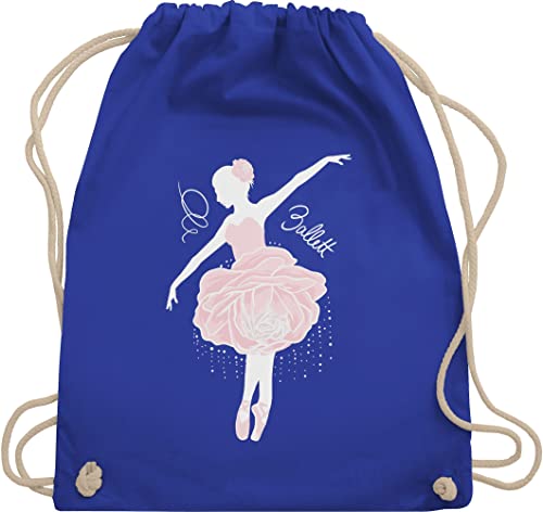 Turnbeutel Rucksack - Kinder Sport Kleidung - Ballerina - weiß/rosa - Unisize - Royalblau - turnsackerl geschenk tanzen sportrucksack turnen beutel geschenkbeutel gym bag stoffbeutel turn tasche von Shirtracer