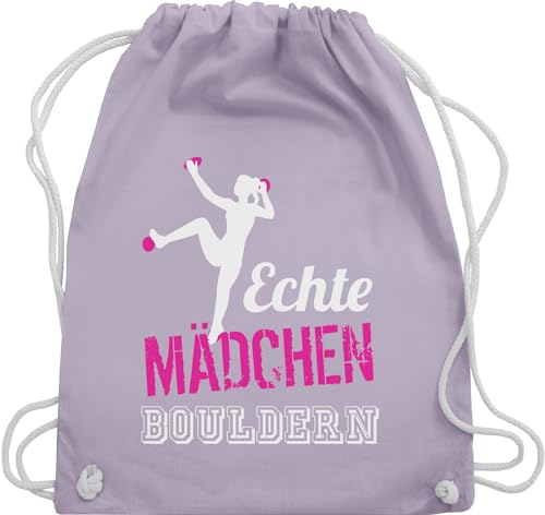 Turnbeutel Rucksack - Kinder Sport Kleidung - Echte Mädchen bouldern fuchsia/weiß - Unisize - Pastell Lila - bag boulder taschen tasche bags stofftasche turnsäckchen stoffbeutel turnsackerl von Shirtracer