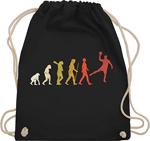 Turnbeutel Rucksack - Kinder Sport Kleidung - Handball Evolution Vintage Male - Unisize - Schwarz - kinderturnbeutel handballer stoffbeutel hanball beuteltasche halbball tasche handball. sportbeutel von Shirtracer