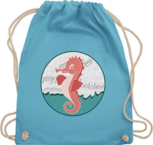 Turnbeutel Rucksack - Kinder Sport Kleidung - Seepferdchen Abzeichen - Unisize - Hellblau - geschenk zum schwimmabzeichen kinderturnbeutel 25. geburtstag seepferd juterucksäcke bestandenen tasche von Shirtracer